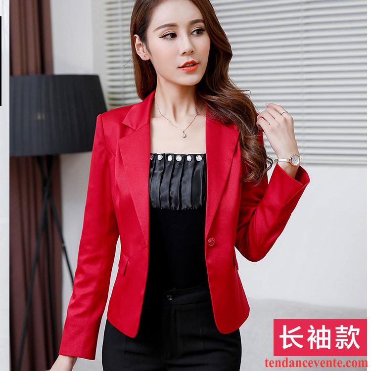 Blazer Femme Simili Cuir Décontractée Blazer Courte Pardessus Femme Légère Tendance Slim L'automne Saumon