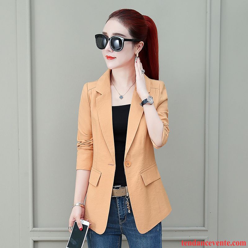 Blazer Femme Slim Une Veste Court Tendance Tous Les Assortis Dame Jaune