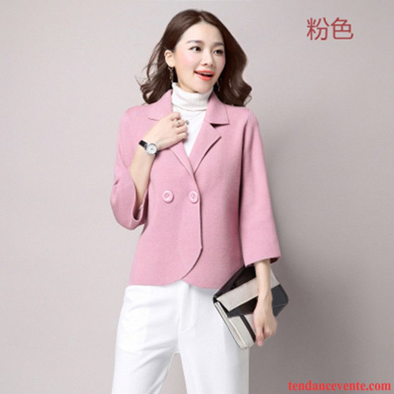 Blazer Femme Une Veste Renforcé Court De Laine L'automne Hiver Rose