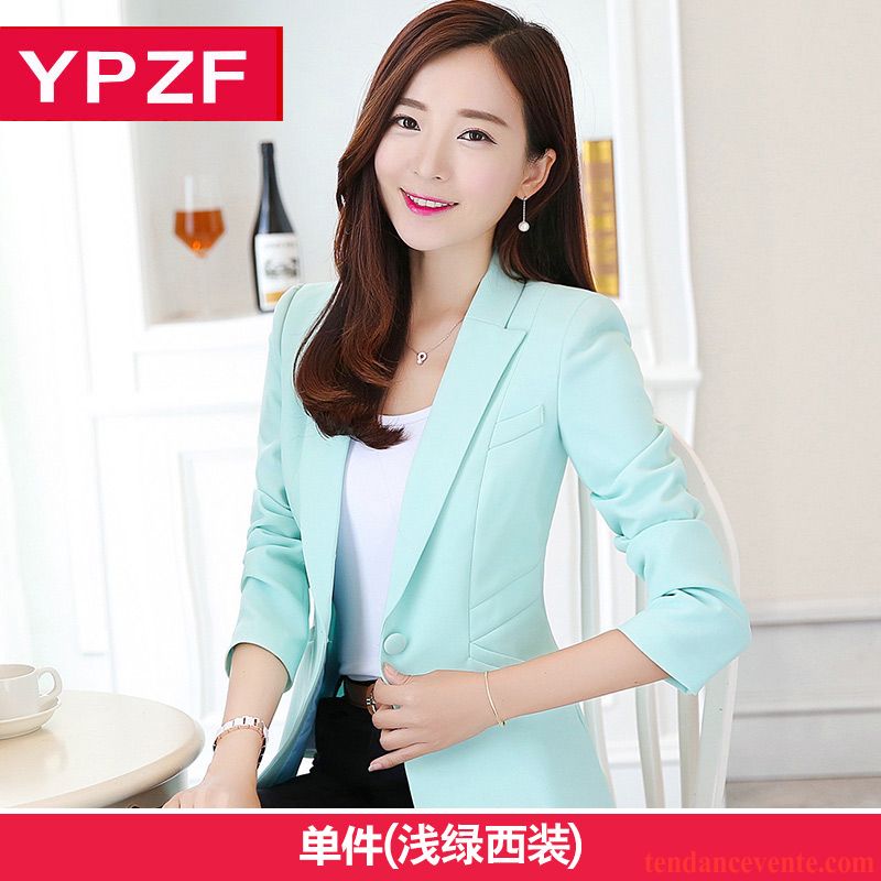 Blazer Habillée Femme Blazer Pardessus Tempérament Une Veste Femme Longues Tendance Slim L'automne Blé