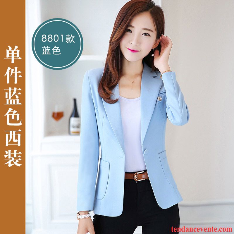 Blazer Habillée Femme Blazer Tendance Décontractée Femme Longues L'automne Pardessus Slim Marine Pas Cher