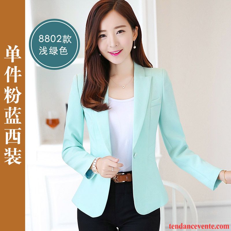 Blazer Habillée Femme Blazer Tendance Décontractée Femme Longues L'automne Pardessus Slim Marine Pas Cher