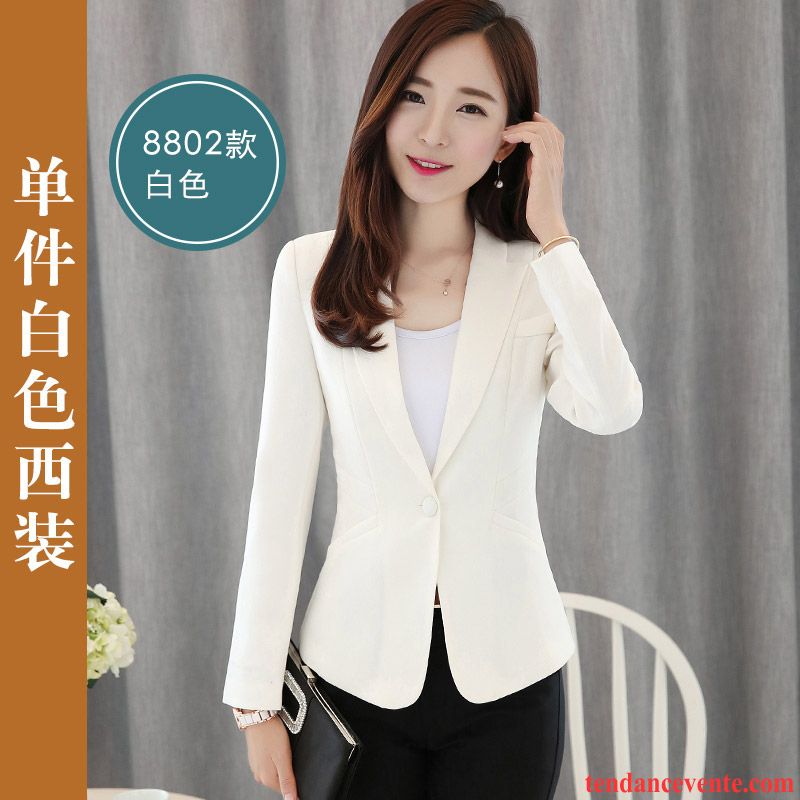 Blazer Habillée Femme Blazer Tendance Décontractée Femme Longues L'automne Pardessus Slim Marine Pas Cher