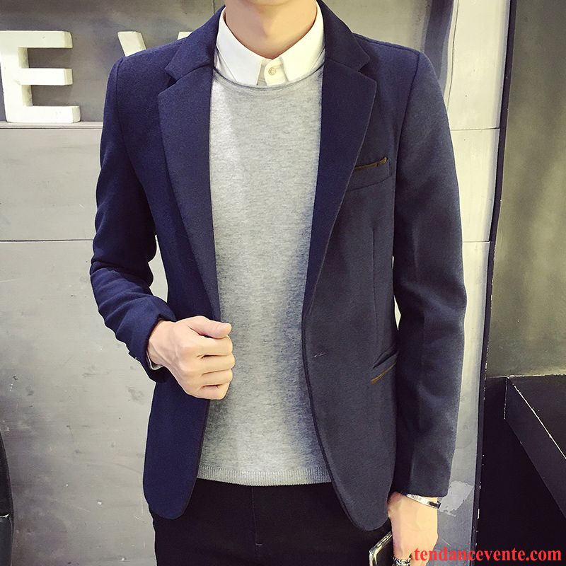 Blazer Hiver Homme Pas Cher Homme L'automne Décontractée Jeunesse Étudiant Une Veste Costume Smoking Slim Pardessus De Laine