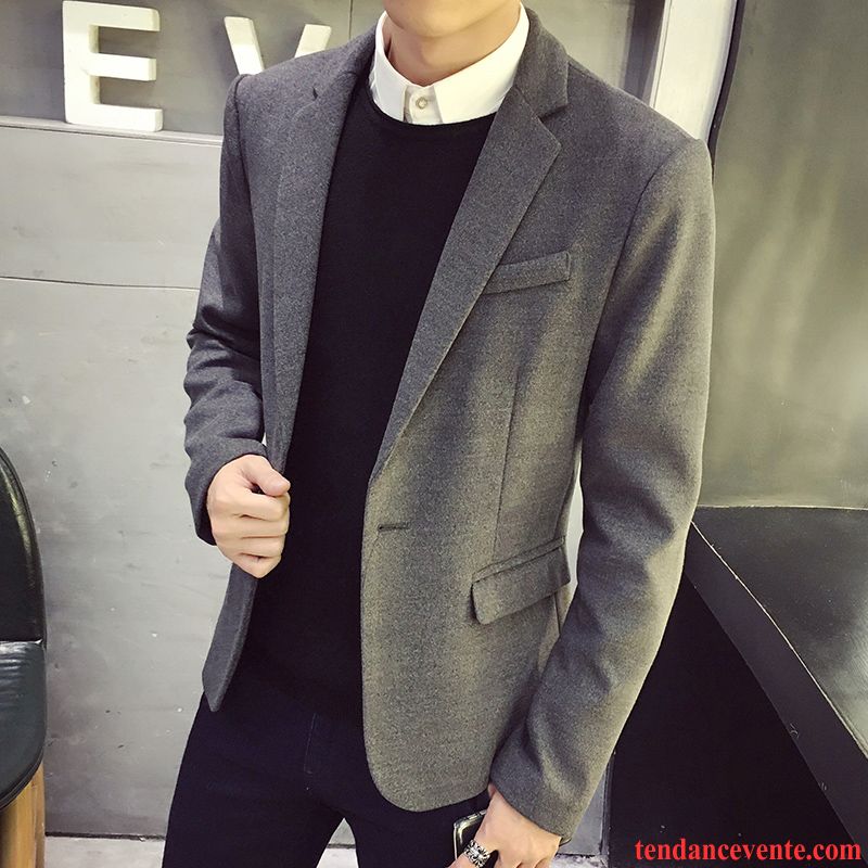 Blazer Hiver Homme Pas Cher Homme L'automne Décontractée Jeunesse Étudiant Une Veste Costume Smoking Slim Pardessus De Laine