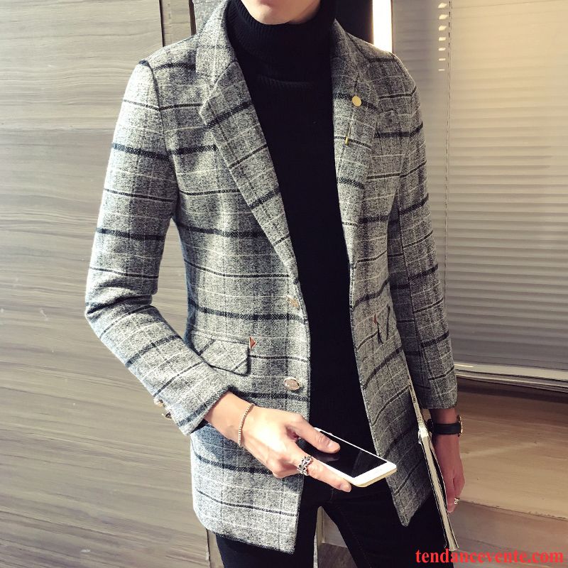 Blazer Hiver Homme Pas Cher Homme L'automne Décontractée Jeunesse Étudiant Une Veste Costume Smoking Slim Pardessus De Laine