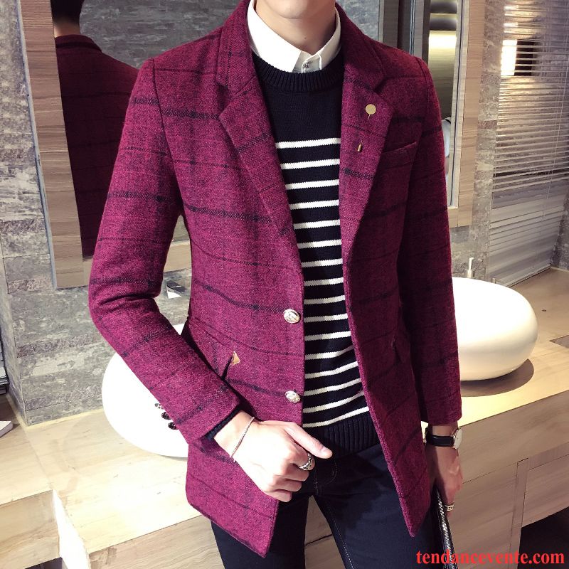 Blazer Hiver Homme Pas Cher Homme L'automne Décontractée Jeunesse Étudiant Une Veste Costume Smoking Slim Pardessus De Laine