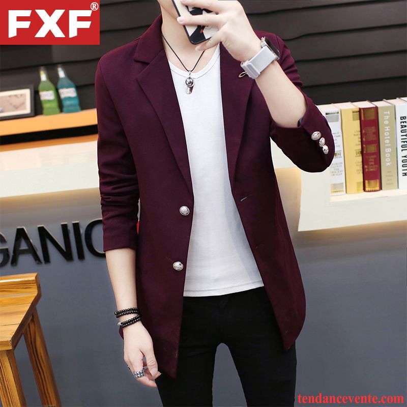 Blazer Hiver Pour Homme Pardessus Homme Slim Une Veste L'automne Coupe Vent Bleu Hiver Longue Bisque