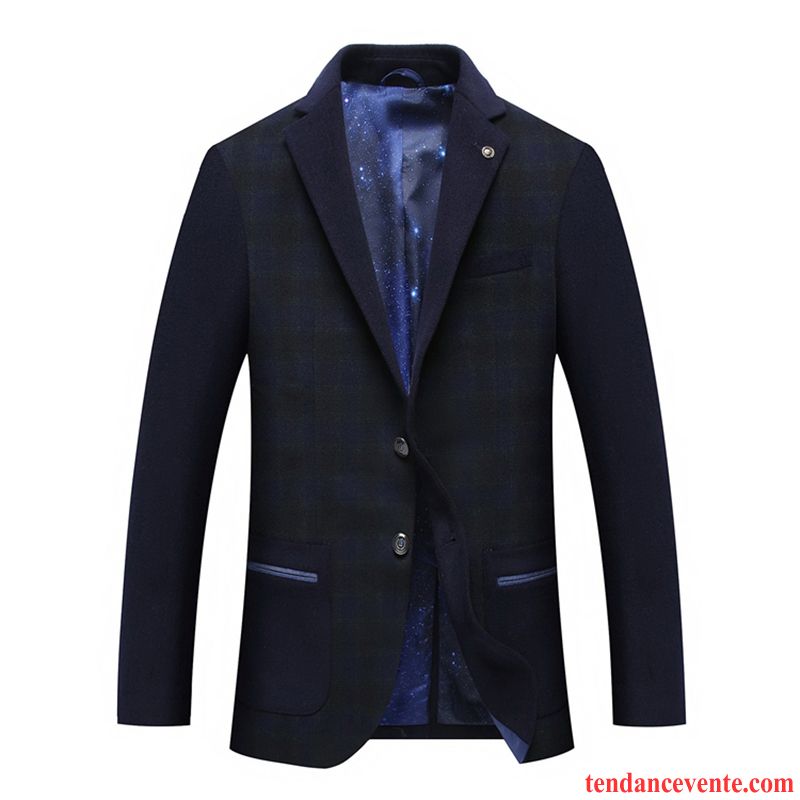 Blazer Homme Carreaux Renforcé Marque De Laine De Travail Costume