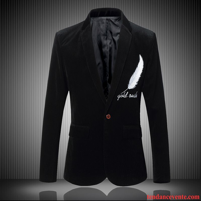 Blazer Homme Costume Smoking Décontractée Slim Une Veste Pardessus Noir