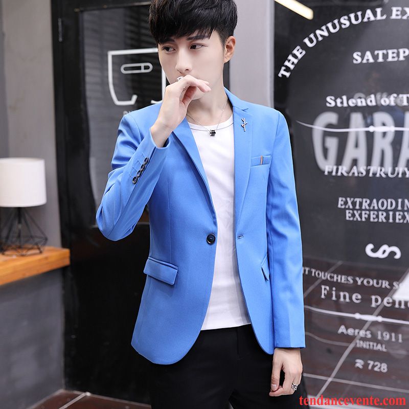 Blazer Homme Costume Tendance Pardessus Slim Jeunesse Printemps Bleu