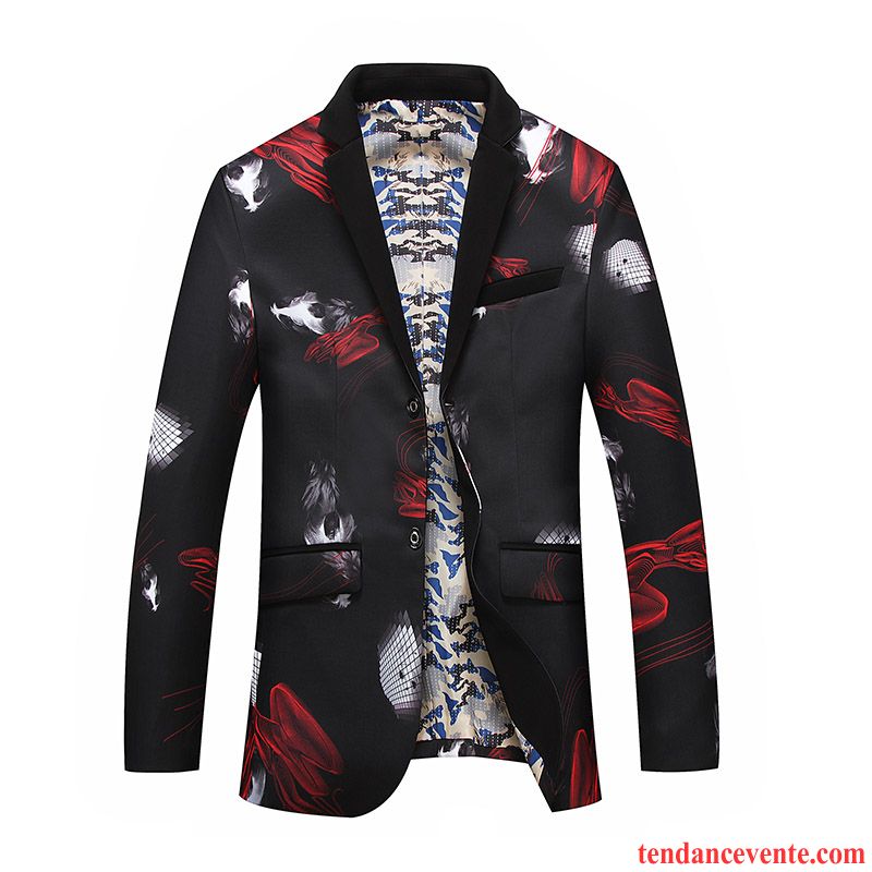 Blazer Homme Décontractée Costume Tendance Mode Pardessus Graisse Noir