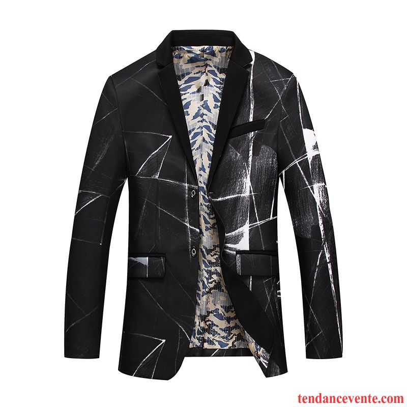 Blazer Homme Décontractée Costume Tendance Mode Pardessus Graisse Noir