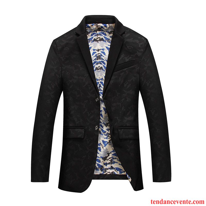 Blazer Homme Décontractée Costume Tendance Mode Pardessus Graisse Noir