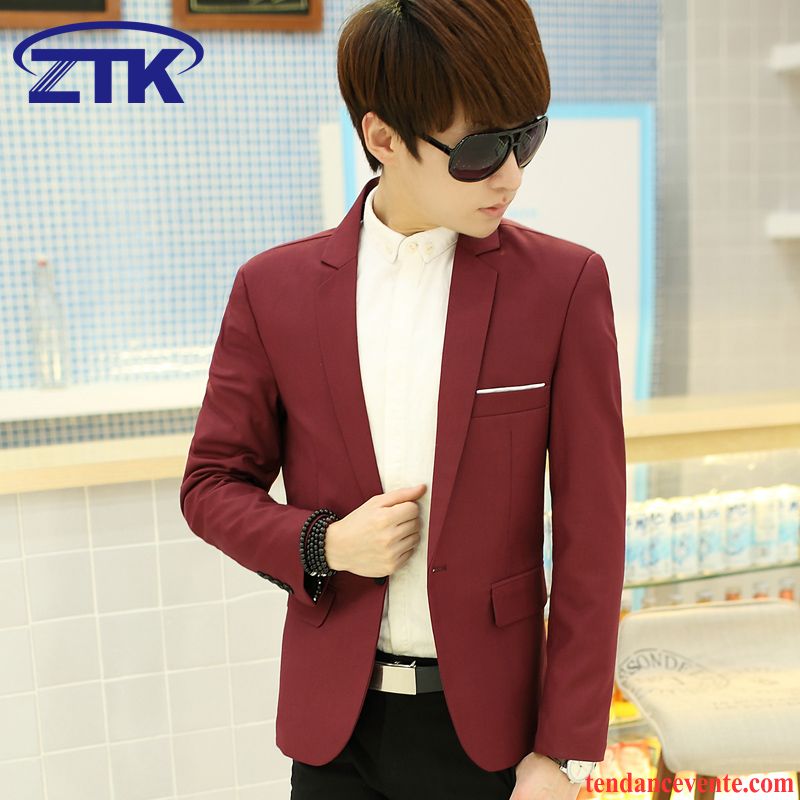 Blazer Homme Grise Étudiant Hiver Tendance Slim Homme Beau Pardessus Bleu Plus De Velours Costume Corail