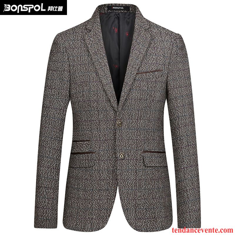 Blazer Homme Hiver Homme L'automne Pardessus Jeunesse Slim De Laine Costume Décontractée Tendance De Travail Pas Cher