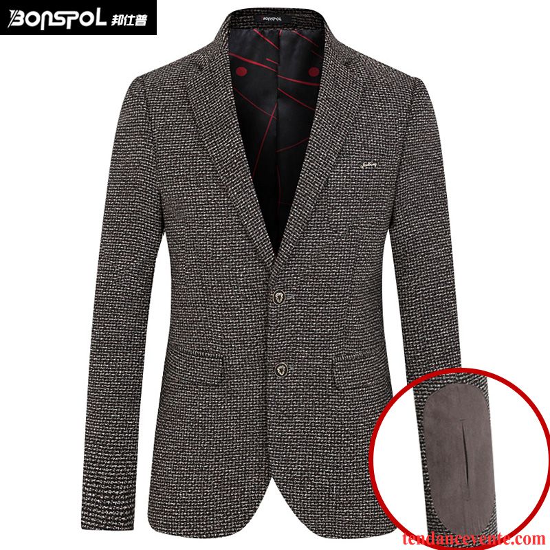 Blazer Homme Hiver Homme L'automne Pardessus Jeunesse Slim De Laine Costume Décontractée Tendance De Travail Pas Cher