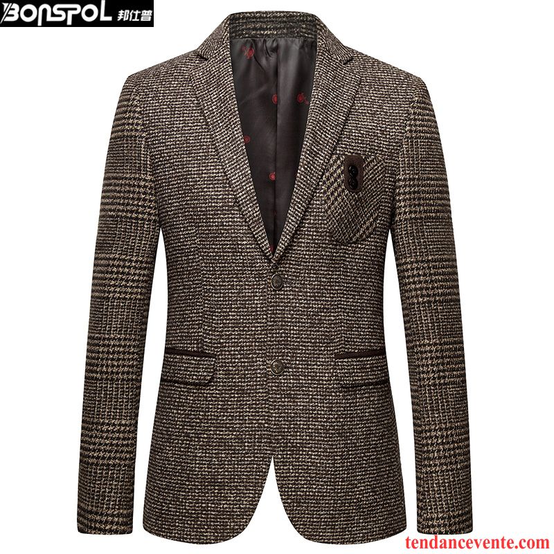 Blazer Homme Hiver Homme L'automne Pardessus Jeunesse Slim De Laine Costume Décontractée Tendance De Travail Pas Cher