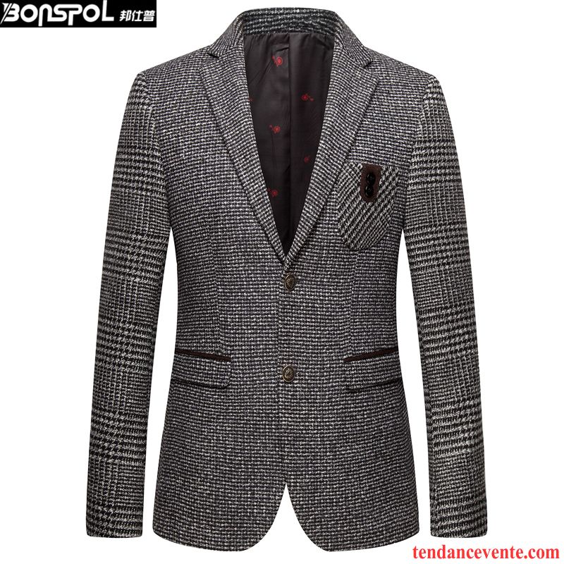 Blazer Homme Hiver Homme L'automne Pardessus Jeunesse Slim De Laine Costume Décontractée Tendance De Travail Pas Cher