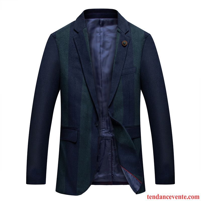 Blazer Homme Hiver Marque Épais L'automne Pardessus De Laine Rouge