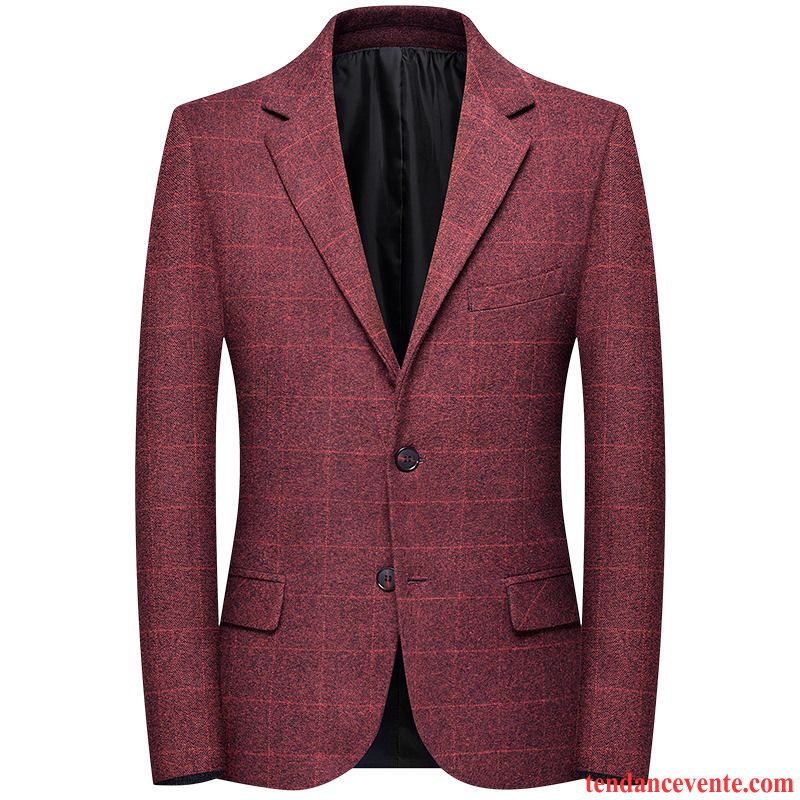 Blazer Homme L'automne Pardessus Printemps Slim Costume Smoking Rouge