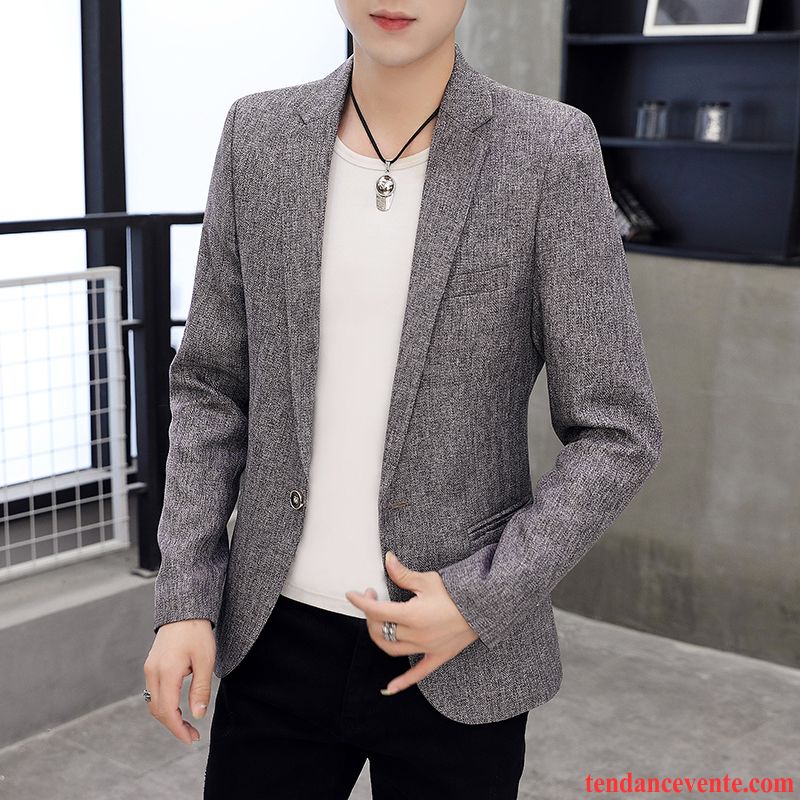 Blazer Homme Légère L'automne Pardessus Costume Slim Beau Gris Clair