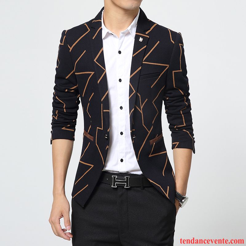 Blazer Homme Matelassée L'automne Jeunesse Homme Décontractée Une Veste Tendance Slim Pardessus Corail