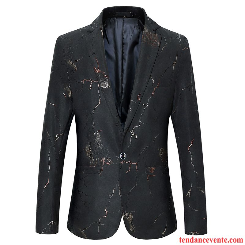 Blazer Homme Pardessus Costume Slim De Travail Une Veste Décontractée Bleu