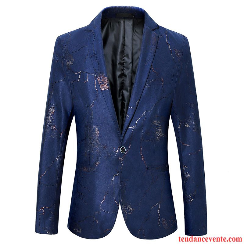 Blazer Homme Pardessus Costume Slim De Travail Une Veste Décontractée Bleu