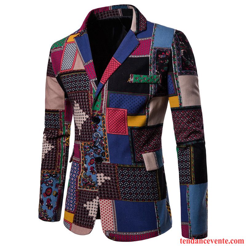 Blazer Homme Pardessus Coton Bio Taillissime Décontractée Style National Confortable Rouge