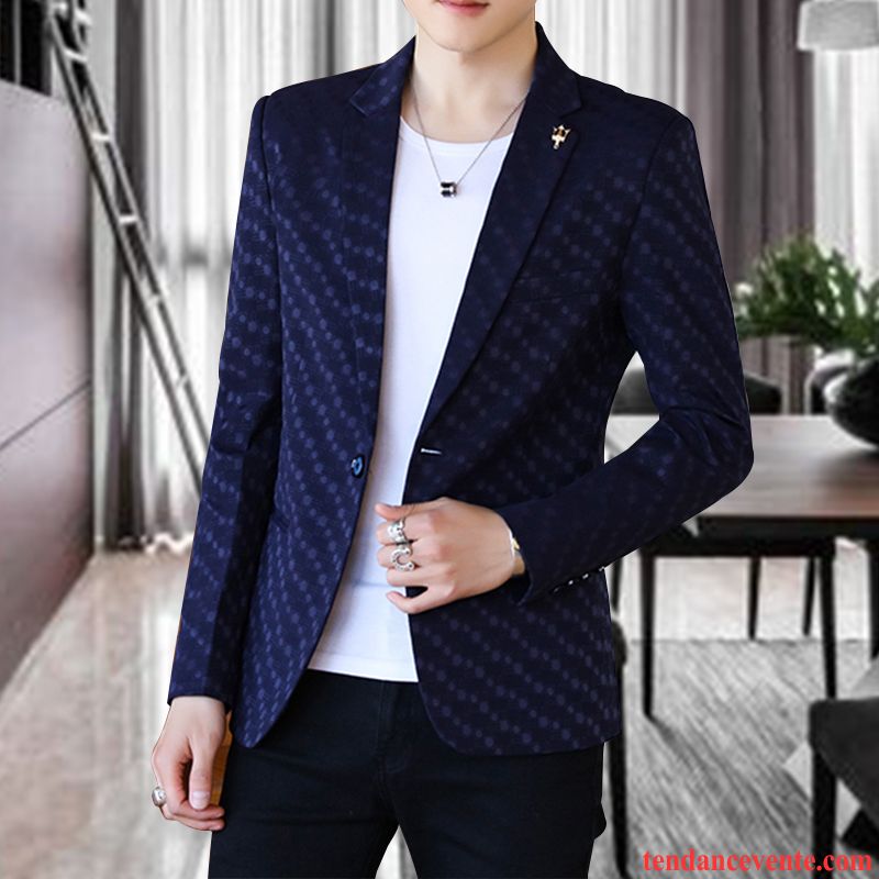 Blazer Homme Pardessus Tendance Slim Printemps Légère Jeunesse Bleu