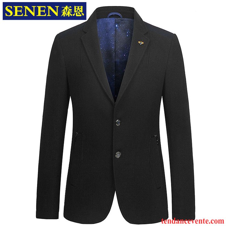 Blazer Homme Simili Cuir L'automne Homme Slim Costume Décontractée Une Veste Hiver De Travail La Laine Tendance Pardessus