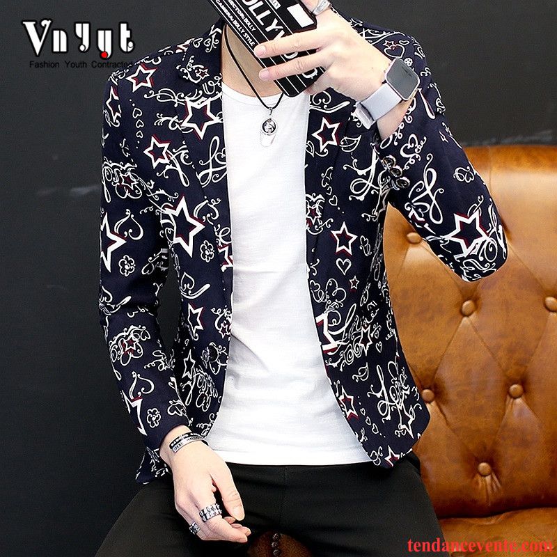 Blazer Homme Slim Personnalité Une Veste Jeunesse Décontractée Beau Impression