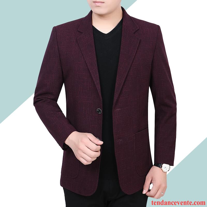 Blazer Homme Tendance Pardessus Costume Légère Printemps Décontractée Bordeaux