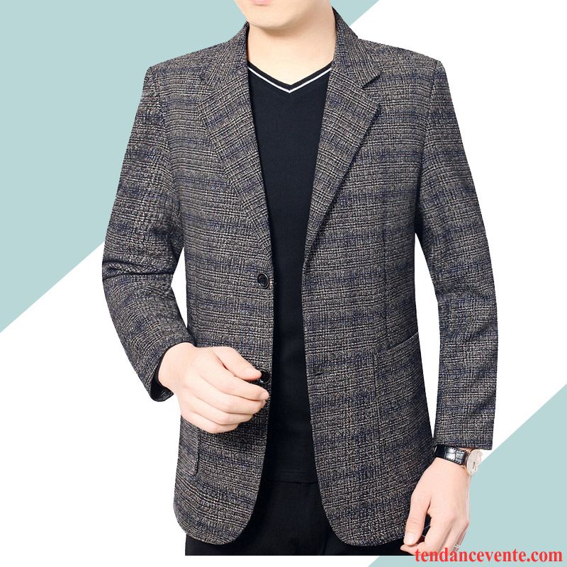 Blazer Homme Tendance Pardessus Costume Légère Printemps Décontractée Bordeaux