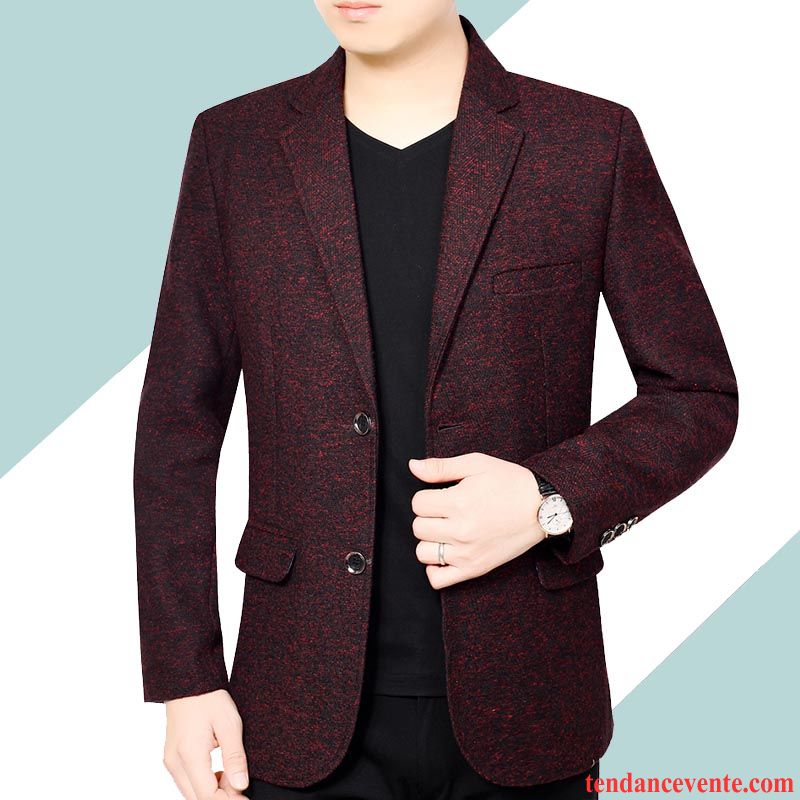 Blazer Homme Tendance Pardessus Costume Légère Printemps Décontractée Bordeaux