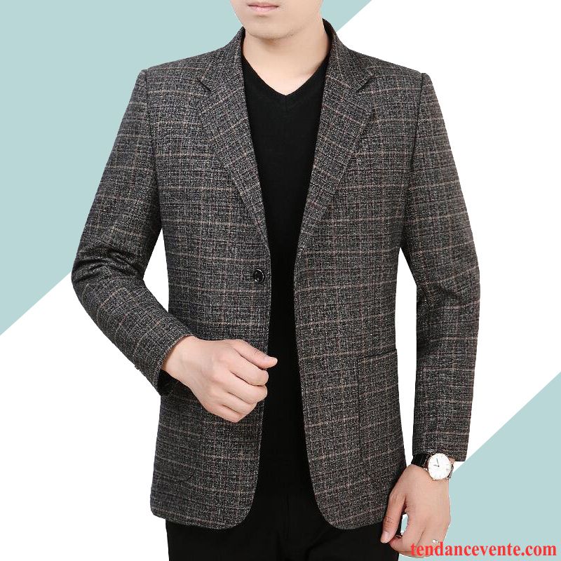 Blazer Homme Tendance Pardessus Costume Légère Printemps Décontractée Bordeaux