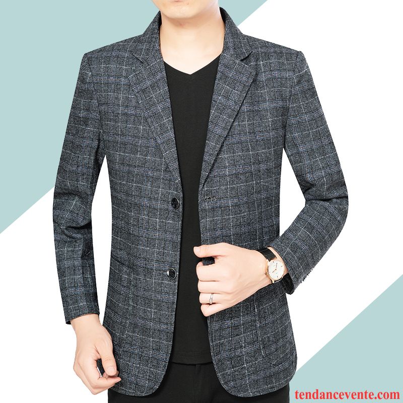 Blazer Homme Tendance Pardessus Costume Légère Printemps Décontractée Bordeaux