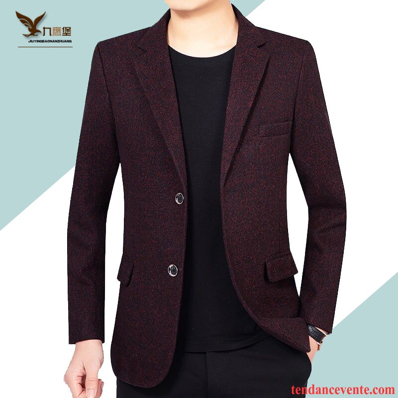 Blazer Homme Tendance Pardessus Costume Légère Printemps Décontractée Bordeaux