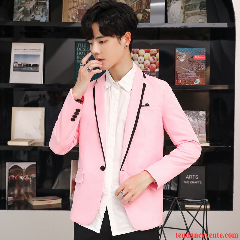 Blazer Homme Une Veste Beau Décontractée Ensemble Tendance Slim Rose