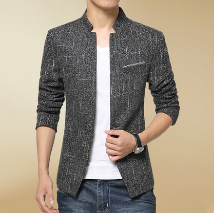 Blazer Pour Jeune Homme Homme Une Veste Jeunesse Décontractée Slim Pardessus L'automne Col Mandarin Chameau Vente