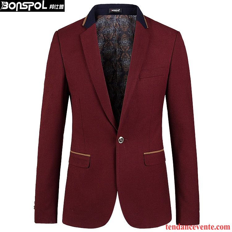 Blazer Trois Quart Homme L'automne Une Veste De Travail Jeunesse Slim Pardessus Décontractée Homme Costume Britanique