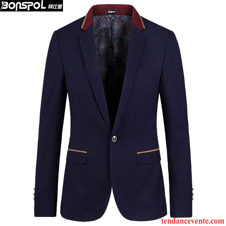 Blazer Trois Quart Homme L'automne Une Veste De Travail Jeunesse Slim Pardessus Décontractée Homme Costume Britanique