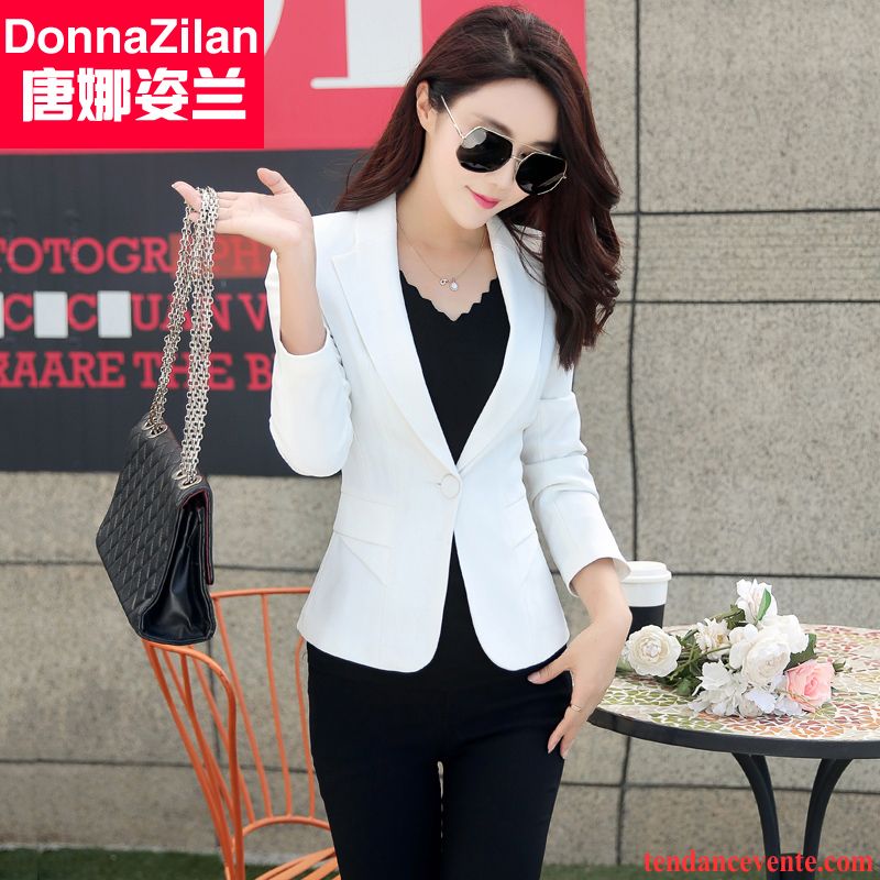 Blazers Blanches Femme Une Veste Femme Courte Tous Les Assortis Mince Longues Pardessus L'automne Slim Blazer Dame