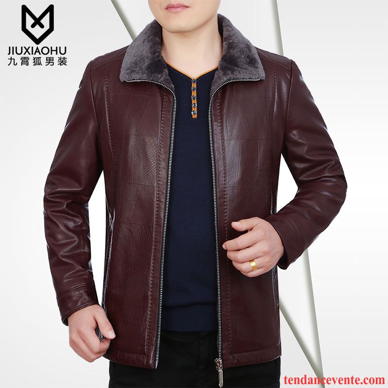 Blouson Cuir Matelassé Homme Renforcé Décontractée Pu Pardessus Hiver Homme Veste Slim Plus De Velours