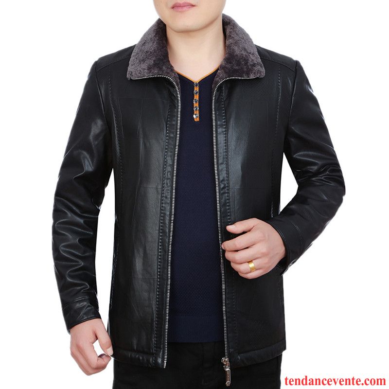 Blouson Cuir Matelassé Homme Renforcé Décontractée Pu Pardessus Hiver Homme Veste Slim Plus De Velours