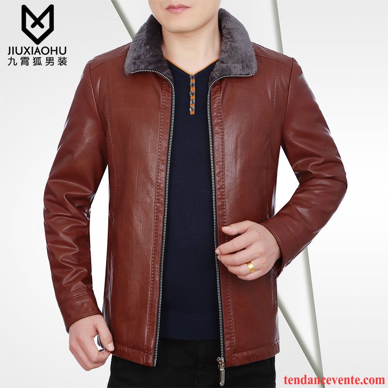 Blouson Cuir Matelassé Homme Renforcé Décontractée Pu Pardessus Hiver Homme Veste Slim Plus De Velours