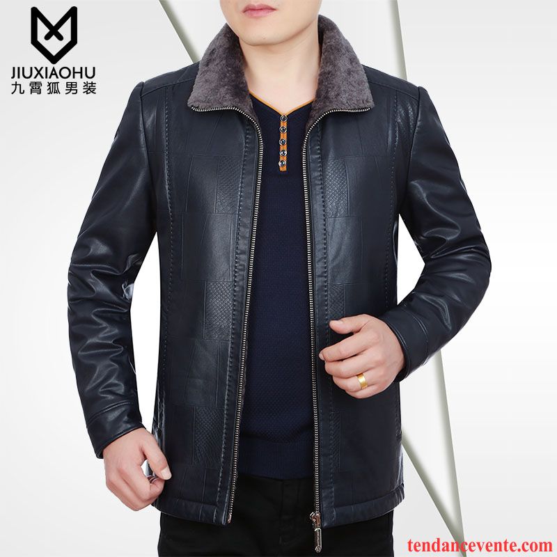 Blouson Cuir Matelassé Homme Renforcé Décontractée Pu Pardessus Hiver Homme Veste Slim Plus De Velours