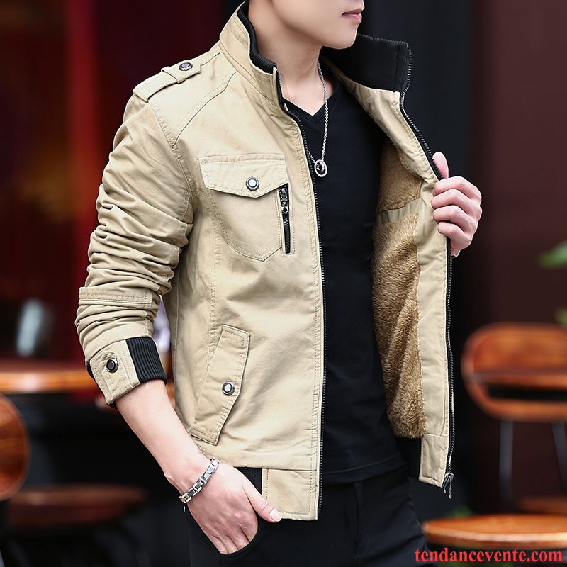 Blouson Et Veste Homme Homme Hiver Pardessus Veste Plus De Velours Renforcé Jeunesse Beau Tendance Jaune