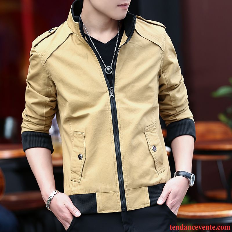 Blouson Et Veste Homme Homme Hiver Pardessus Veste Plus De Velours Renforcé Jeunesse Beau Tendance Jaune